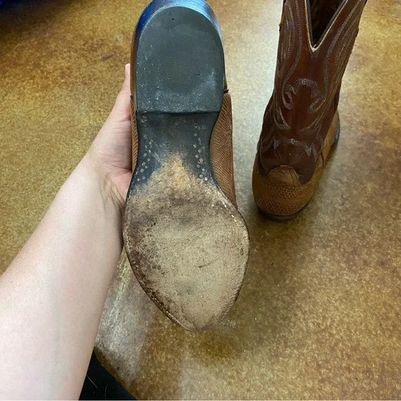 Vintage Lucchese Classic Western Lizard Boots L6089 24 Size 9.5 D